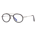 Tom Ford Eyeglasses Round Full Rim, Black/Gunmetal Frame and Clear Blue Light Block Lens FT5676-B002