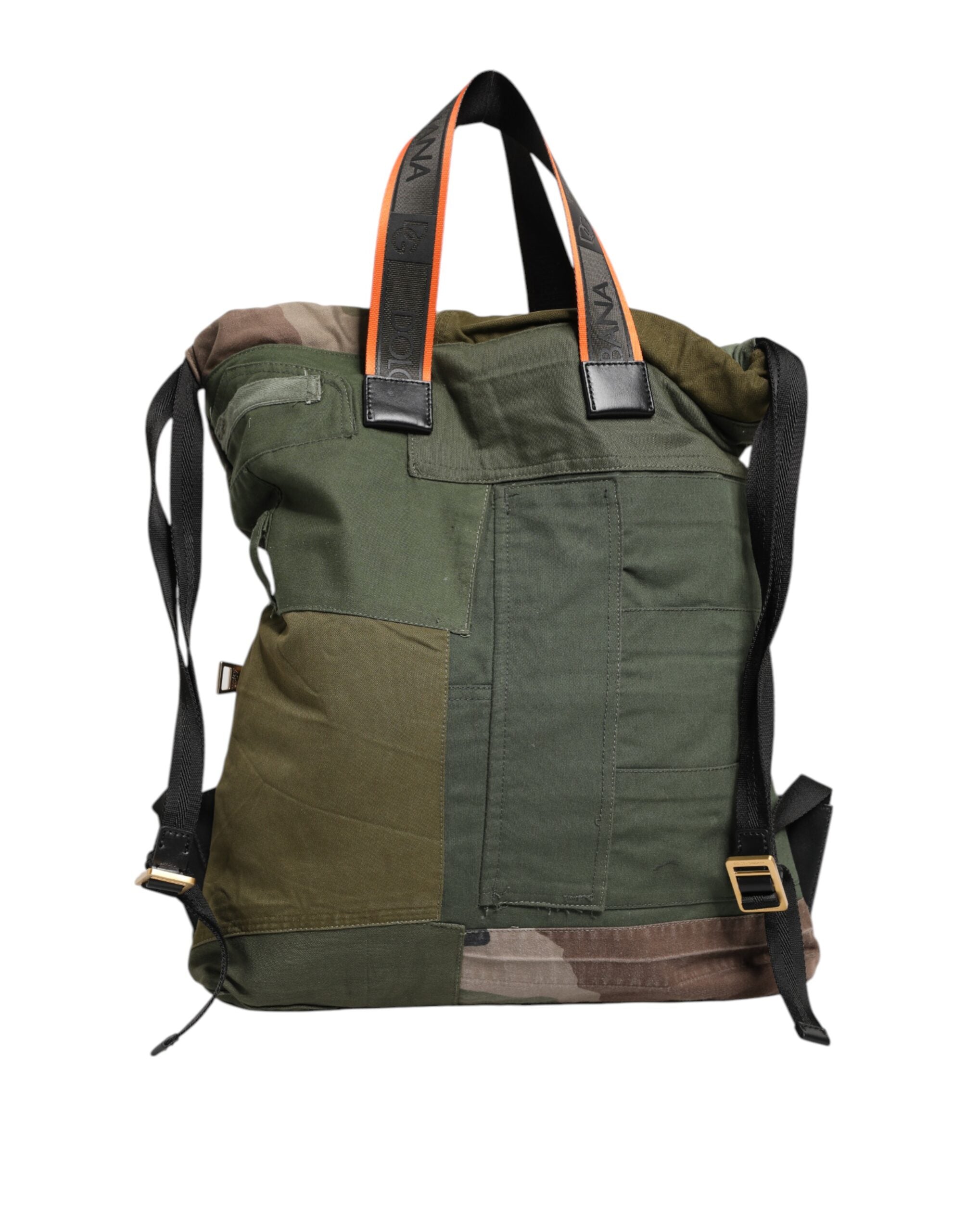 Dolce & Gabbana Military Green Patchwork Rucksack Backpack Men's Bag