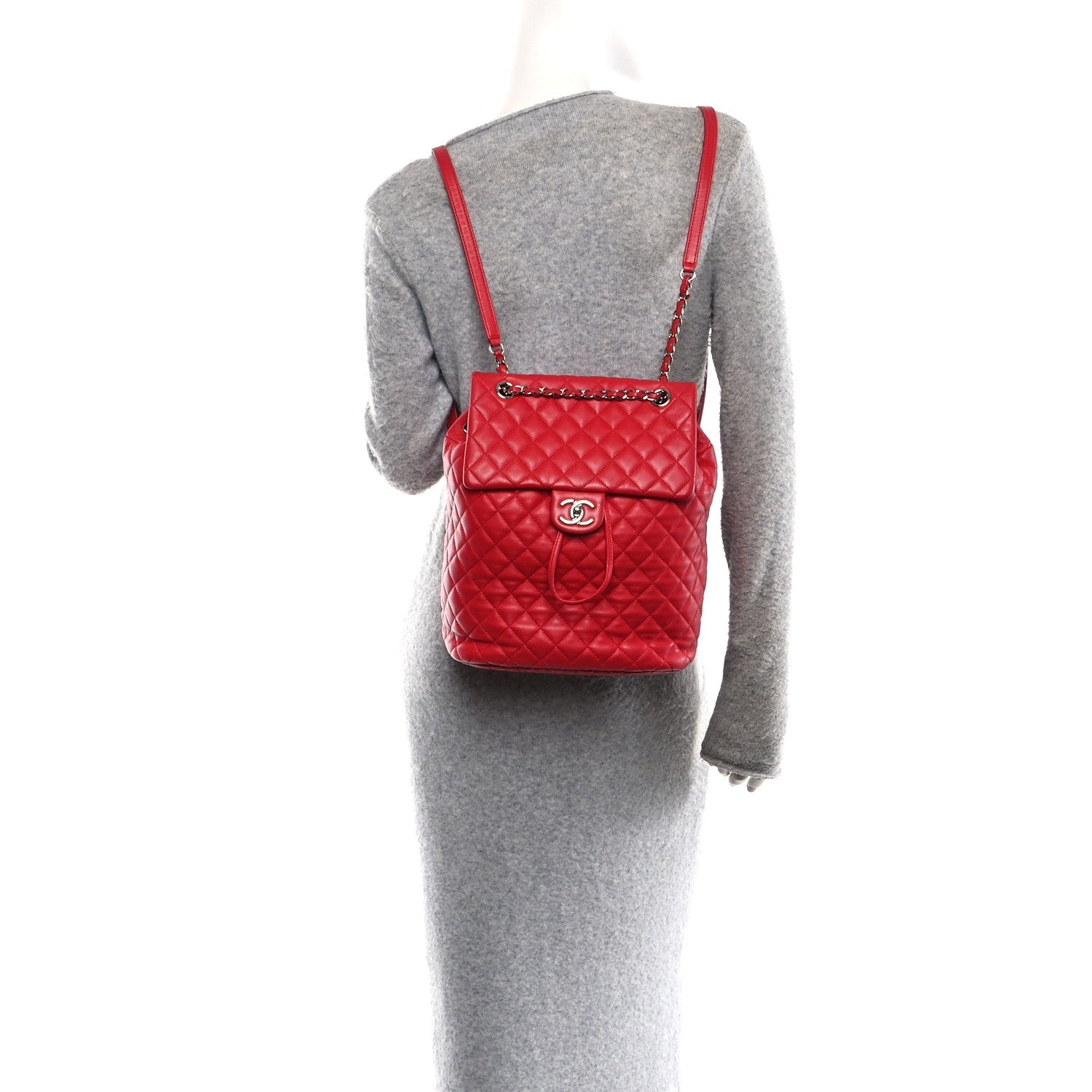 Lambskin Quilted Large Urban Spirit Backpack Red