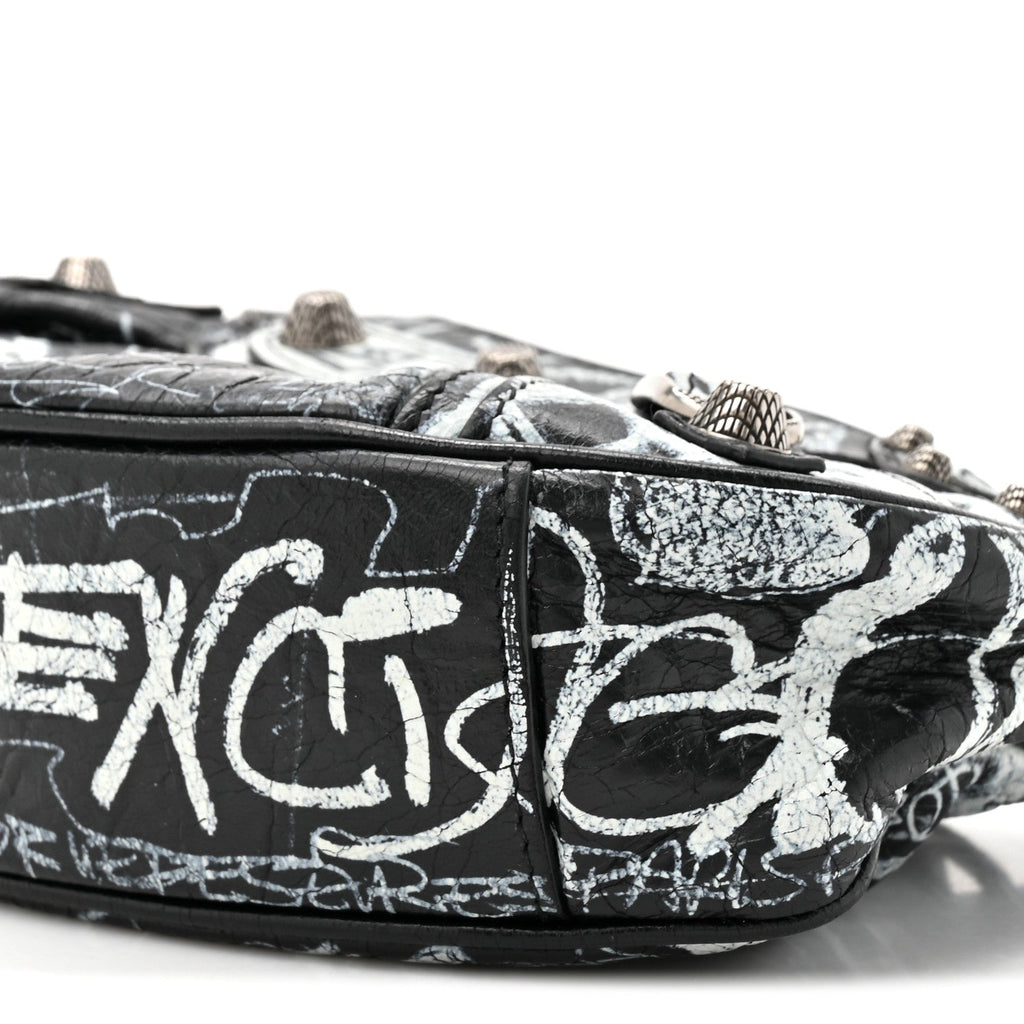 Agneau Arena Graffiti Le Cagole Shoulder Bag XS Black