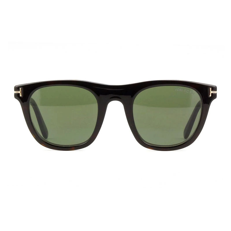 Tom Ford Eyeglasses Square Full Rim, Dark Havana Frame and Clear Blue Light Block with Magnetic Clip-On Lens FT5895-B052