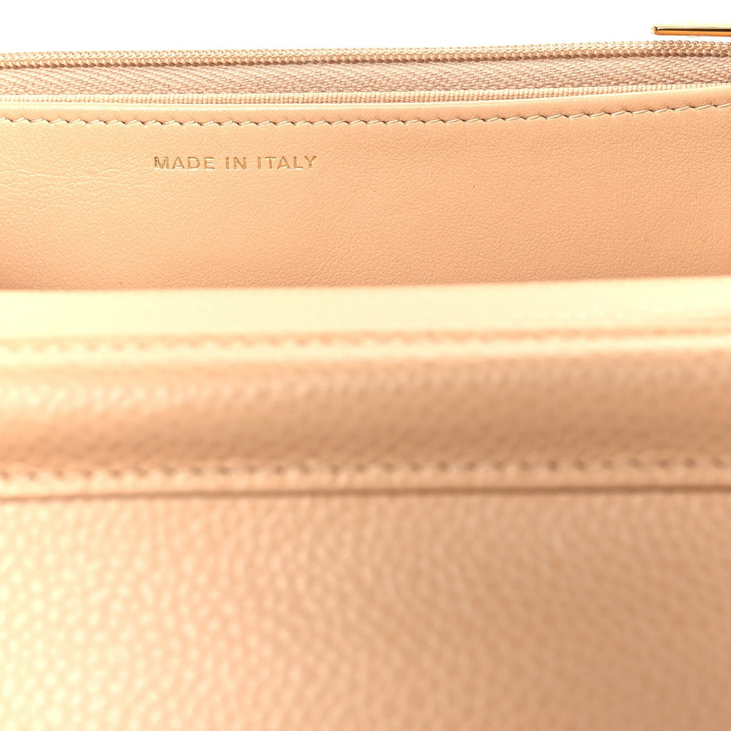 Caviar Quilted Wallet on Chain WOC Beige