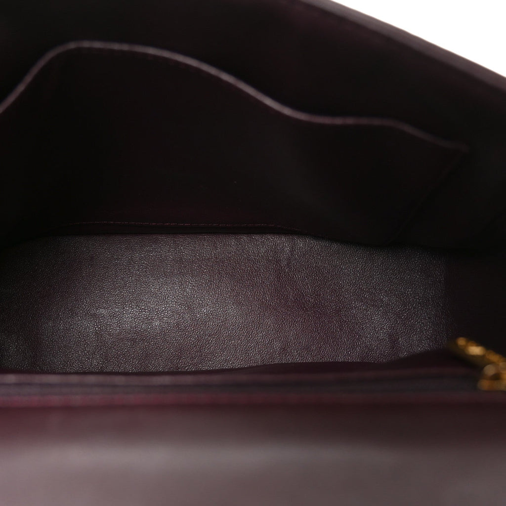 Lambskin Cross Stitch Small Coco Handle Flap Burgundy