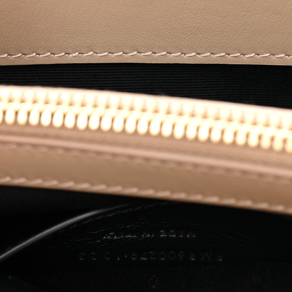 Suede Matelasse Chevron Monogram Medium College Bag Matte Gold