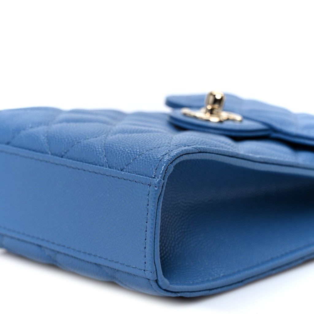 Caviar Quilted Classic Phone Holder Blue