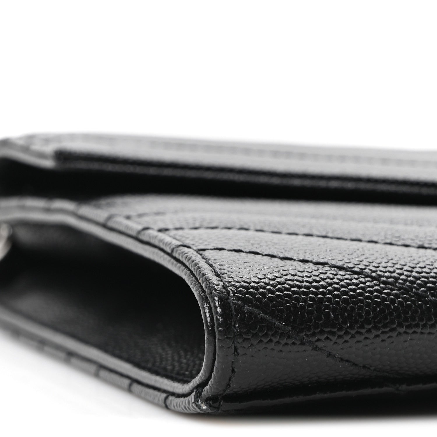 Grain De Poudre Matelasse Chevron Monogram Envelope Clutch Black