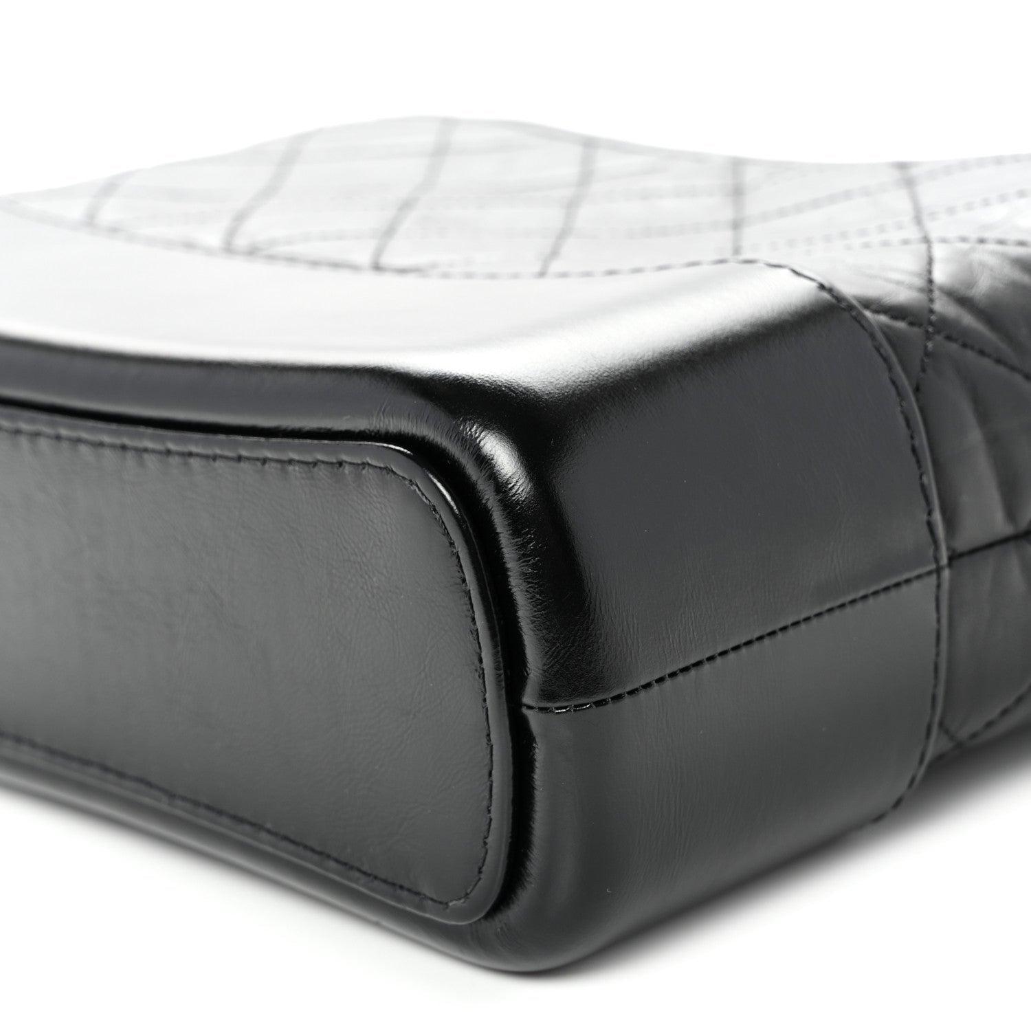 Aged Smooth Calfskin Quilted Medium Gabrielle Logo Hobo Black