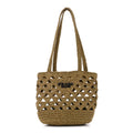 Yarn Raffia Effect Crochet Embroidered Mini Logo Tote Oliva