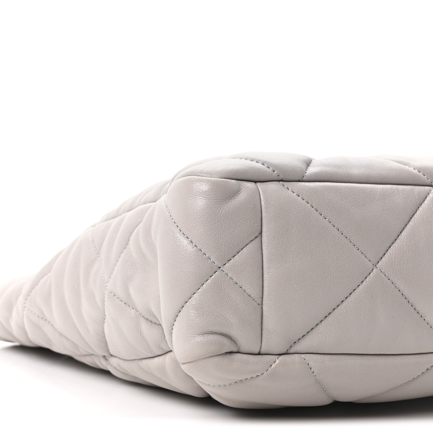 Lambskin Quilted Chanel 19 Shopping Bag Grey