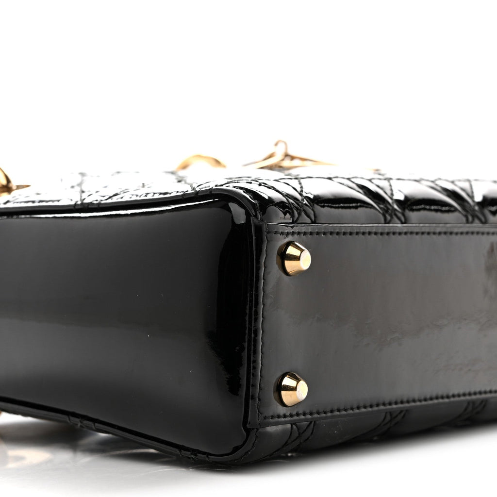 Patent Cannage Mini Lady Dior Black