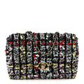 Tweed Sequin Small Single Flap Black Red Multicolor
