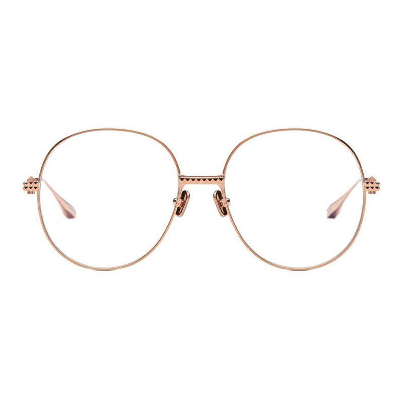 Valentino Eyeglasses Round Full Rim, Light Gold Frame and Clear Demo Lens Lens VLX-136A