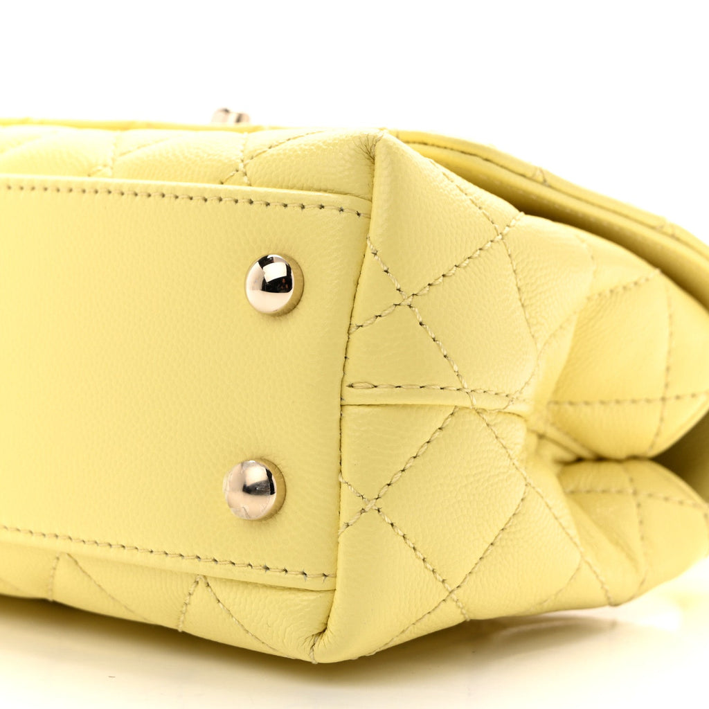 Caviar Quilted Extra Mini Coco Handle Flap Light Yellow