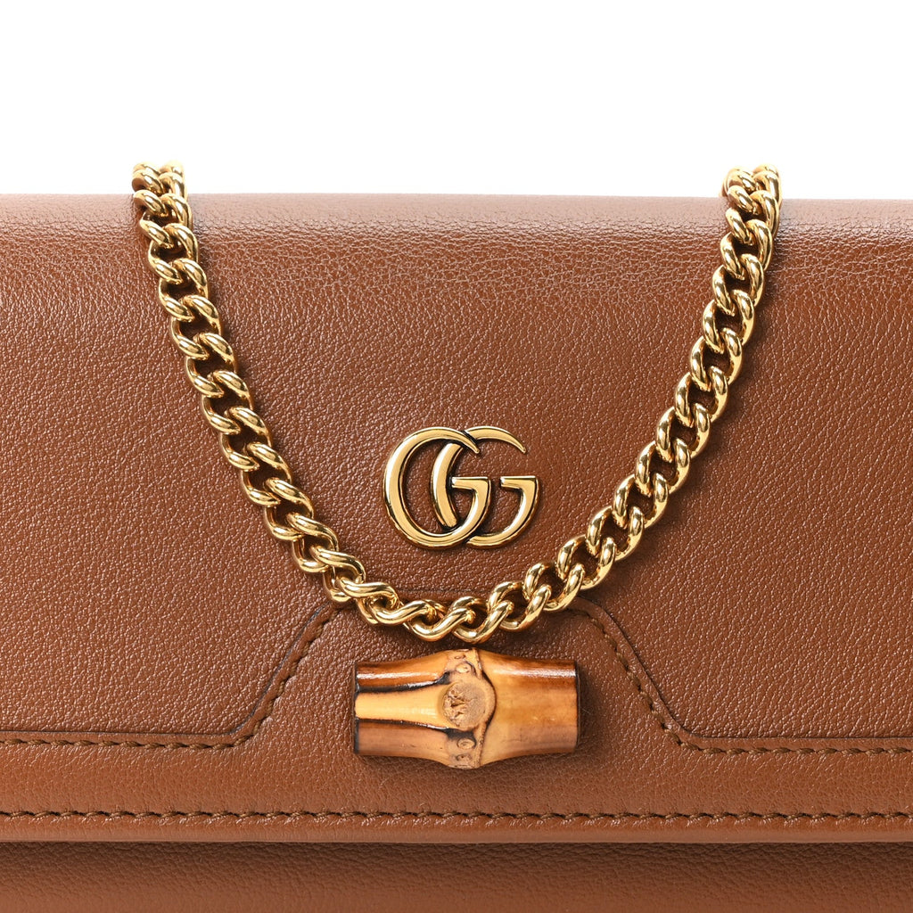 Wonka Grain Calfskin Diana Chain Wallet Cuir