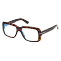 Tom Ford Eyeglasses Square Full Rim, Dark Havana Frame and Clear Demo Lenses Lens FT5822-B052