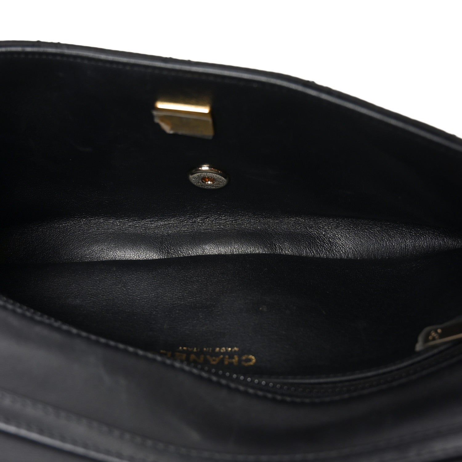 Satin Quilted Pearl CC Flap Clutch Black