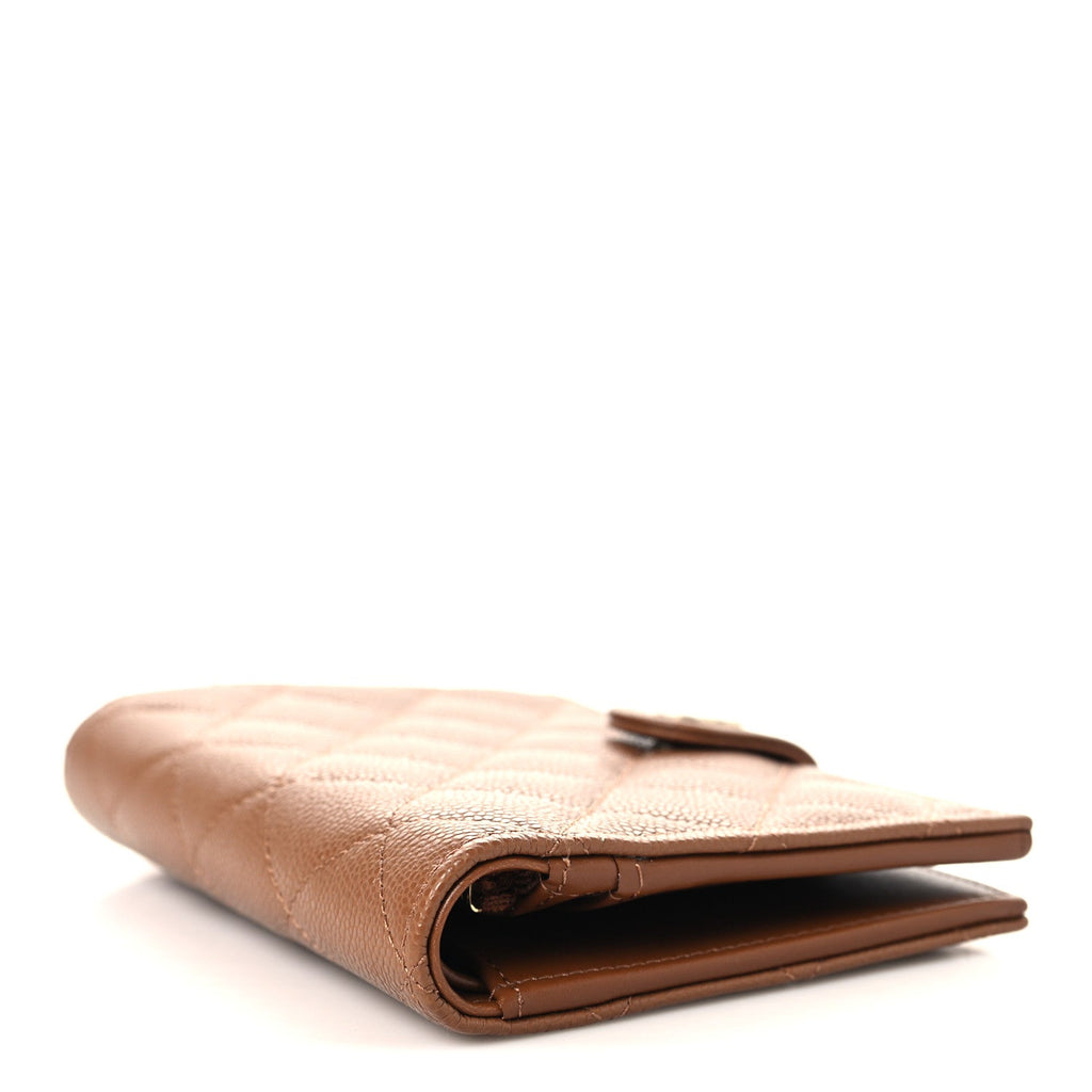Caviar Quilted Passport Holder Camel
