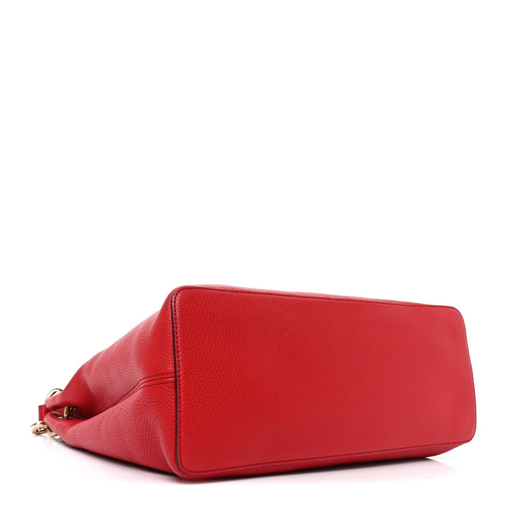 Pebbled Calfskin Large Soho Hobo Tabasco Red
