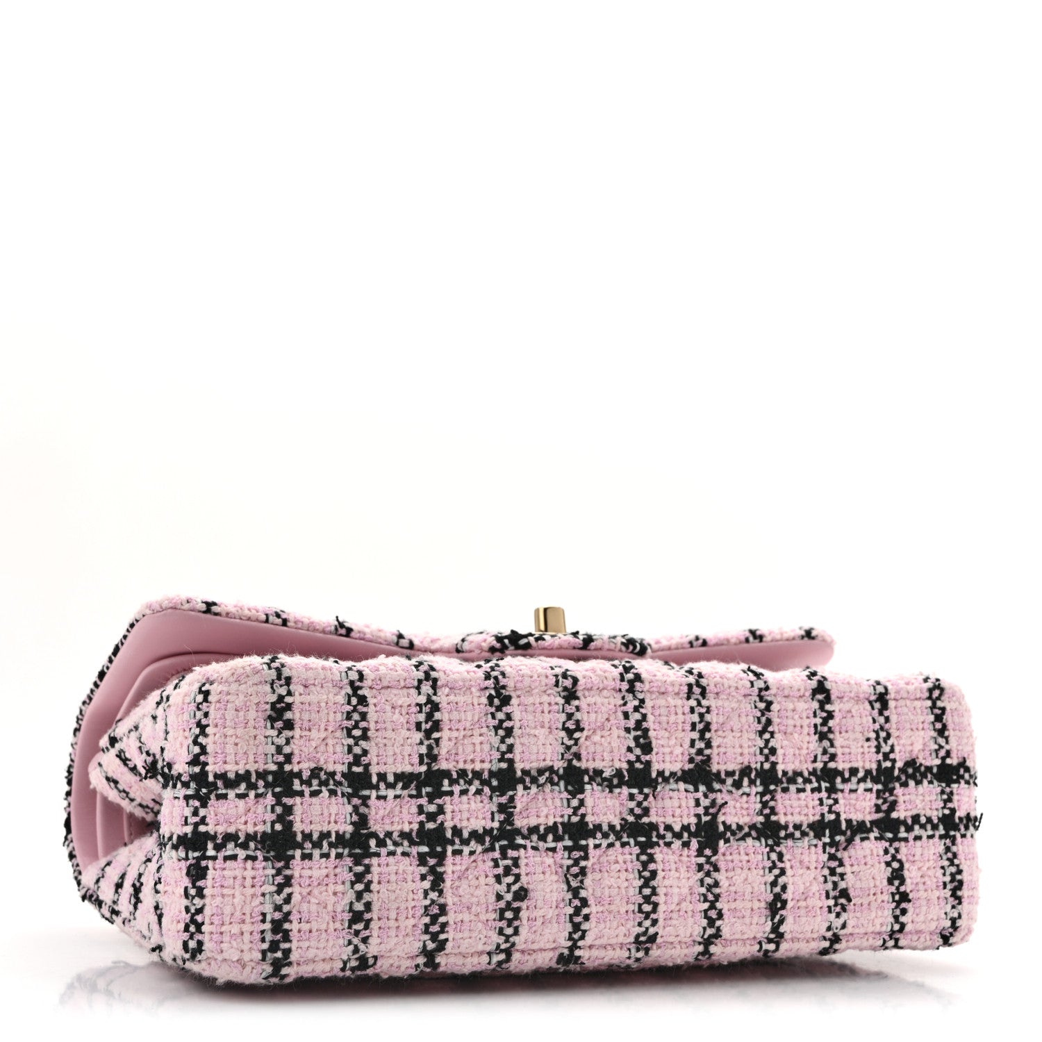 Tweed Quilted Small Double Flap Pink Black