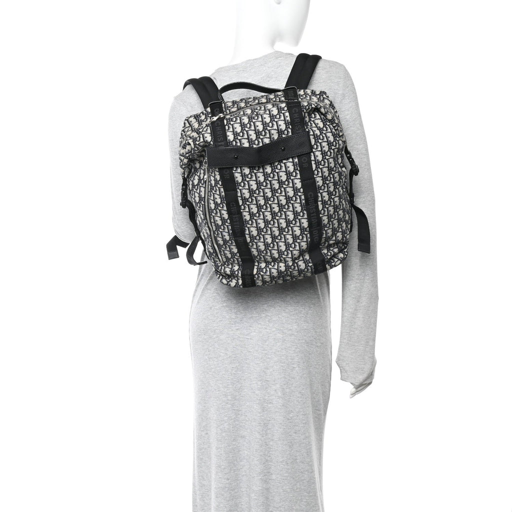 Oblique Calfskin Safari Backpack Navy Blue