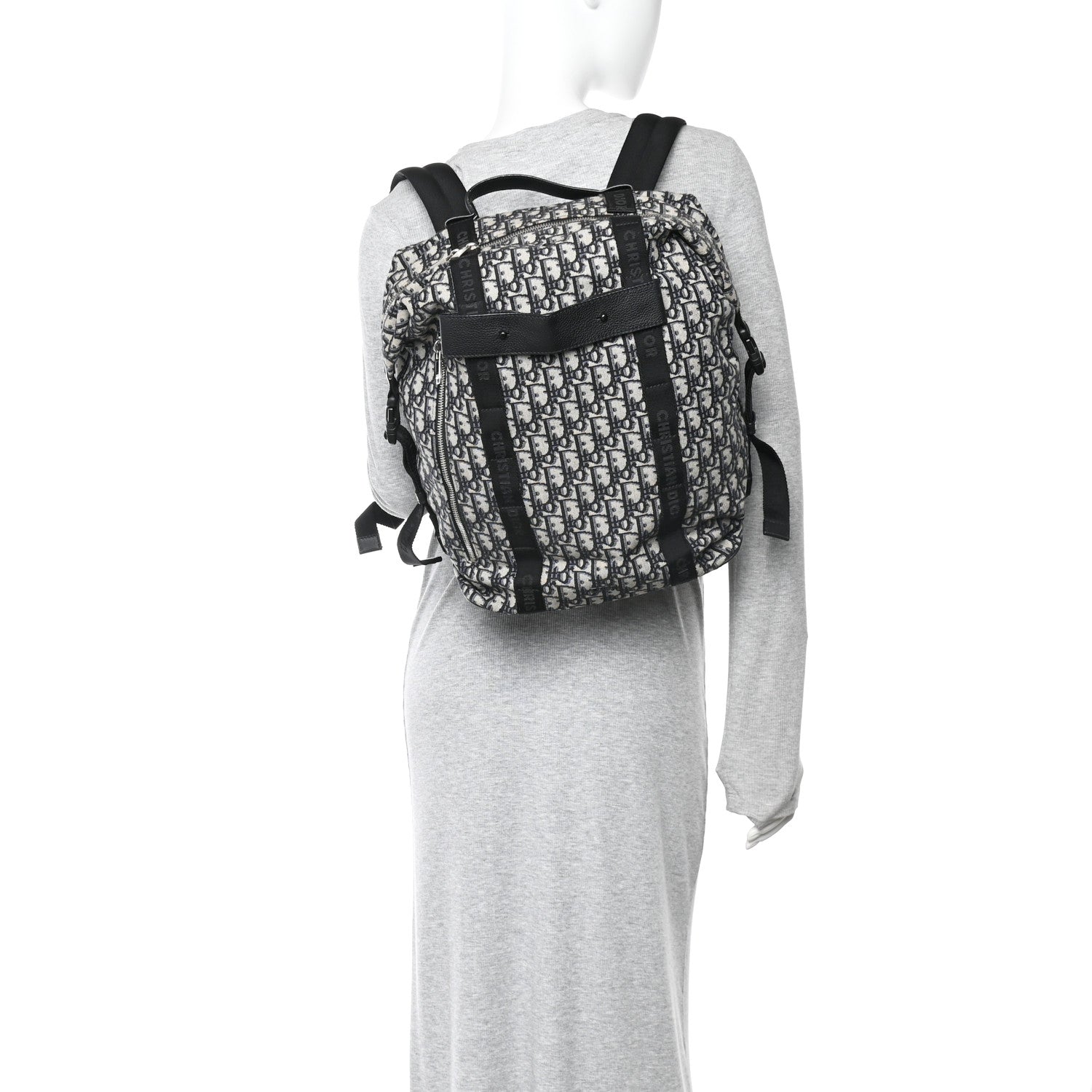 Oblique Calfskin Safari Backpack Navy Blue