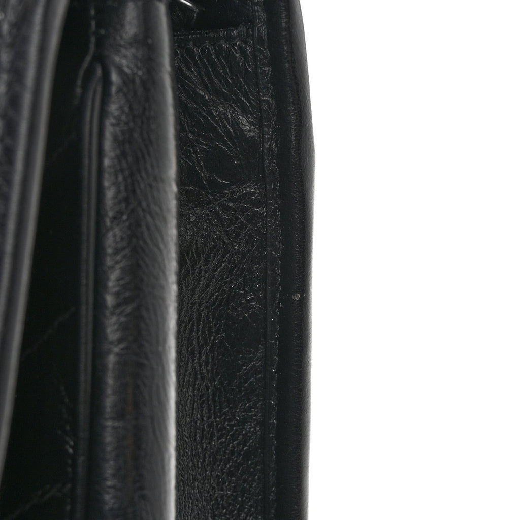 Crinkled Calfskin Matelasse Monogram Medium Niki Chain Satchel Black