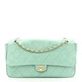 Suede Calfskin Small Souplissimo Maxi Flap Green