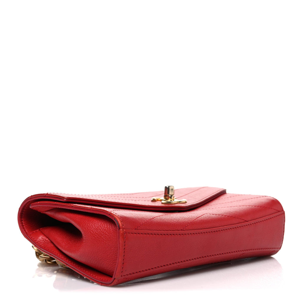 Calfskin Chevron Stitched Coco Waist Bag Red
