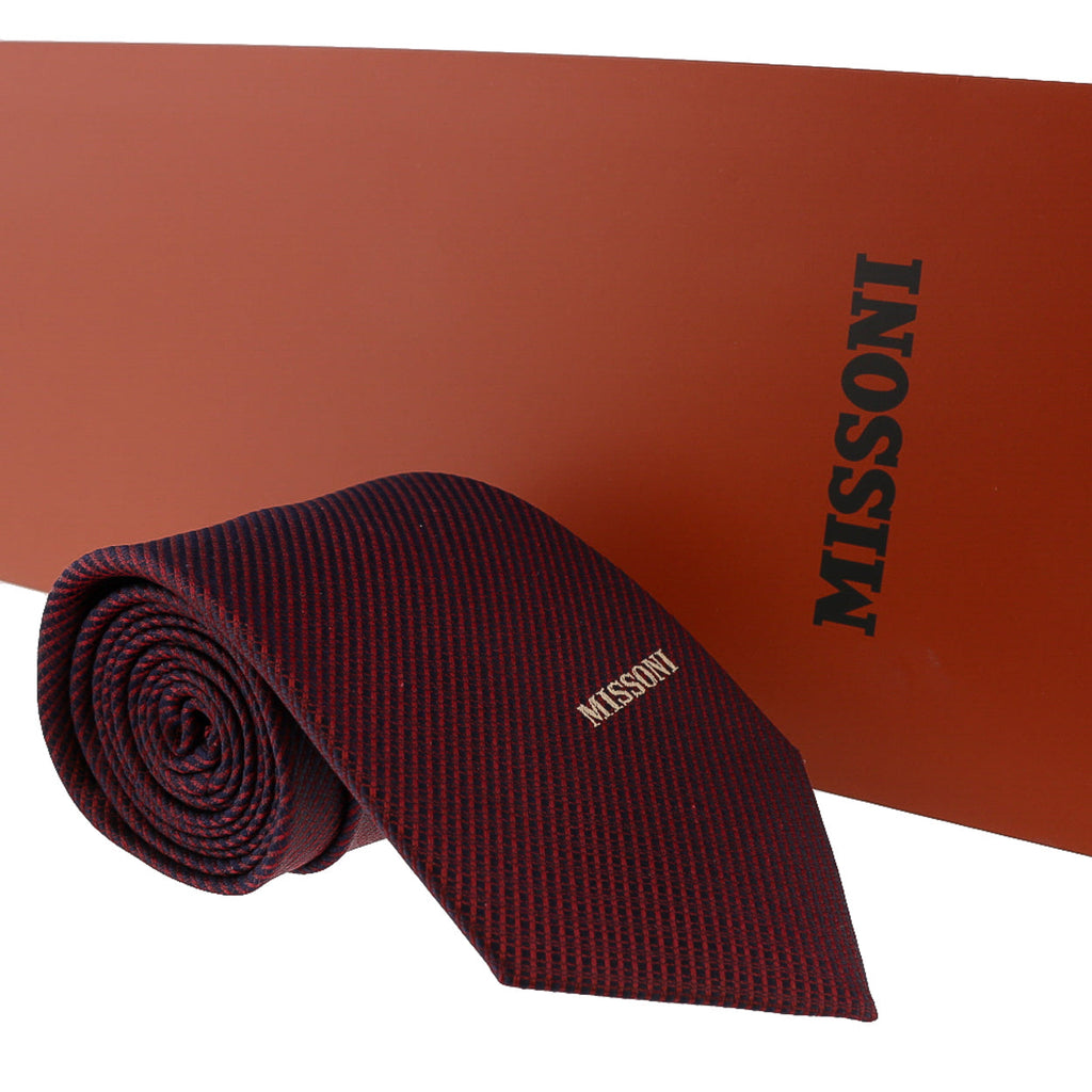 Missoni Interlock Woven Red Woven 100% Silk Tie