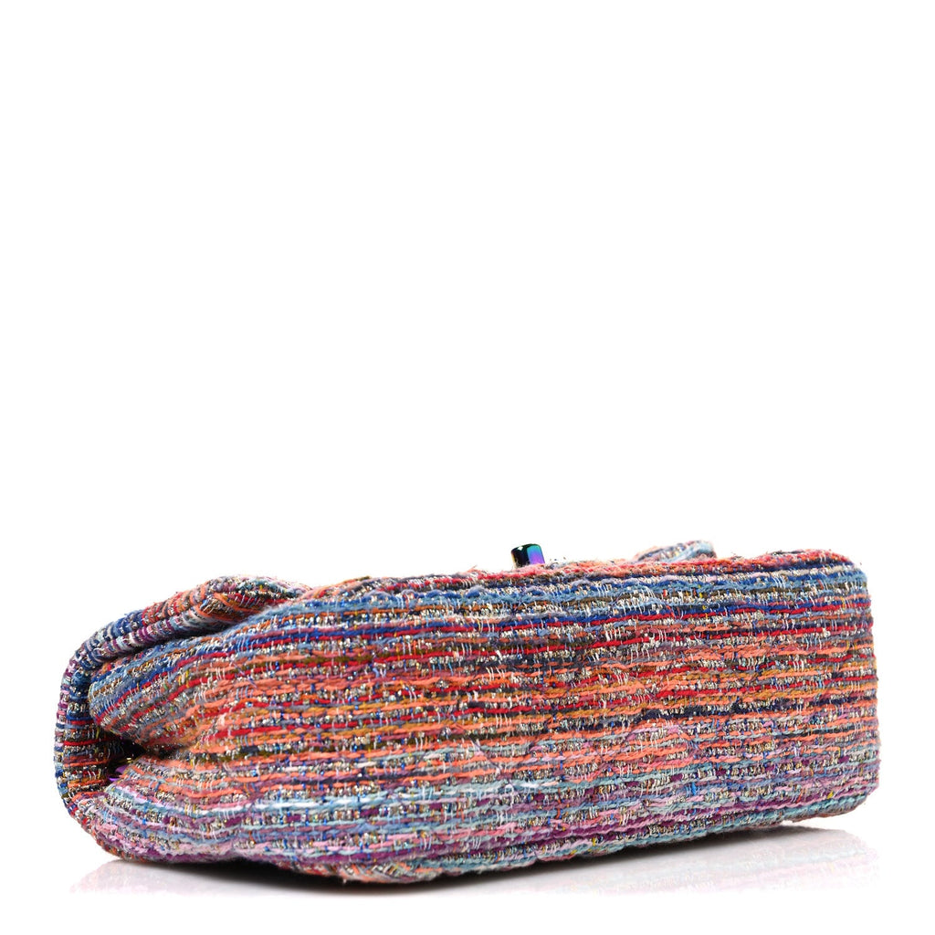 Tweed Quilted Mini Rectangular Flap Blue Pink Orange