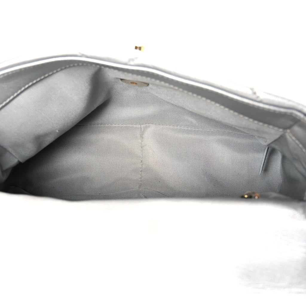 Metallic Goatskin Quilted Medium Chanel 19 Flap Silver