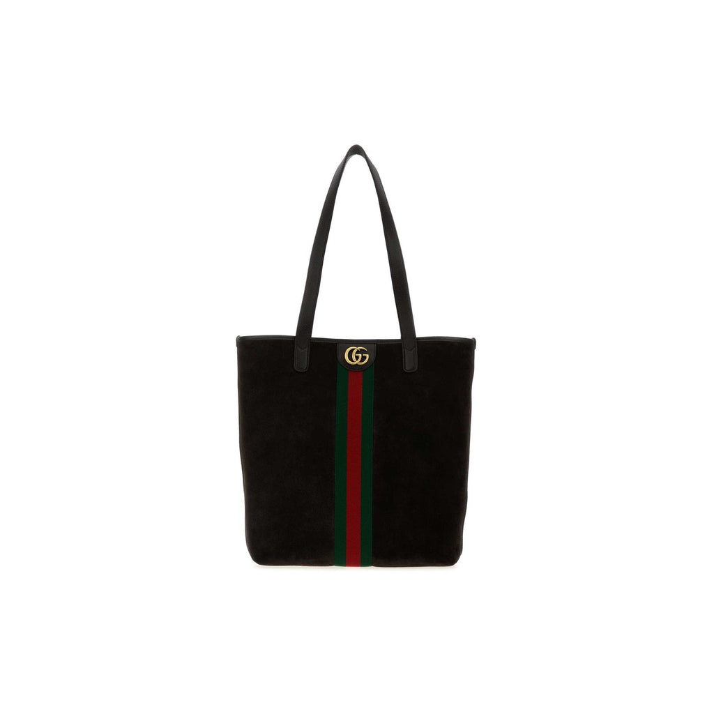Ophidia medium tote bag in dark brown suede