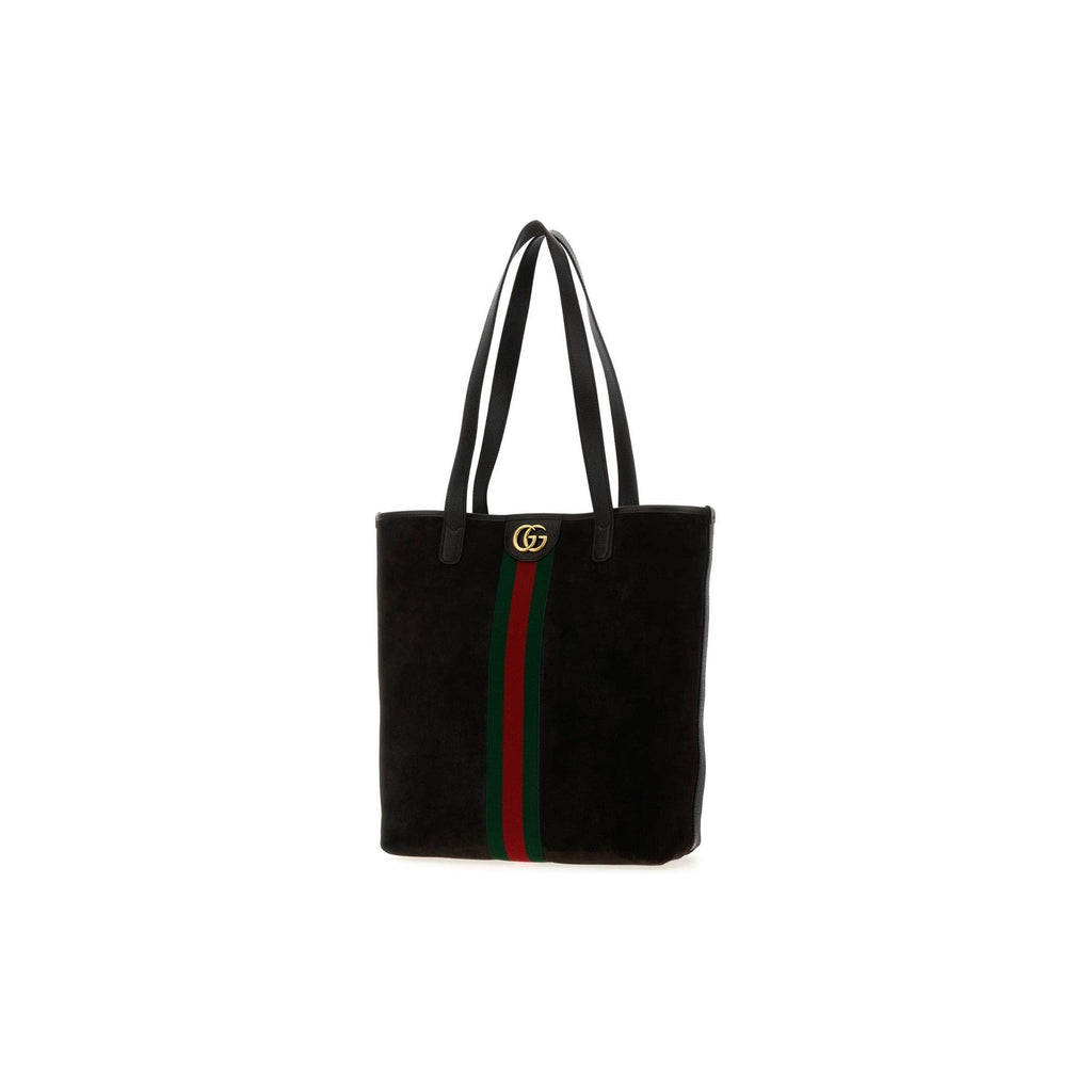 Ophidia medium tote bag in dark brown suede