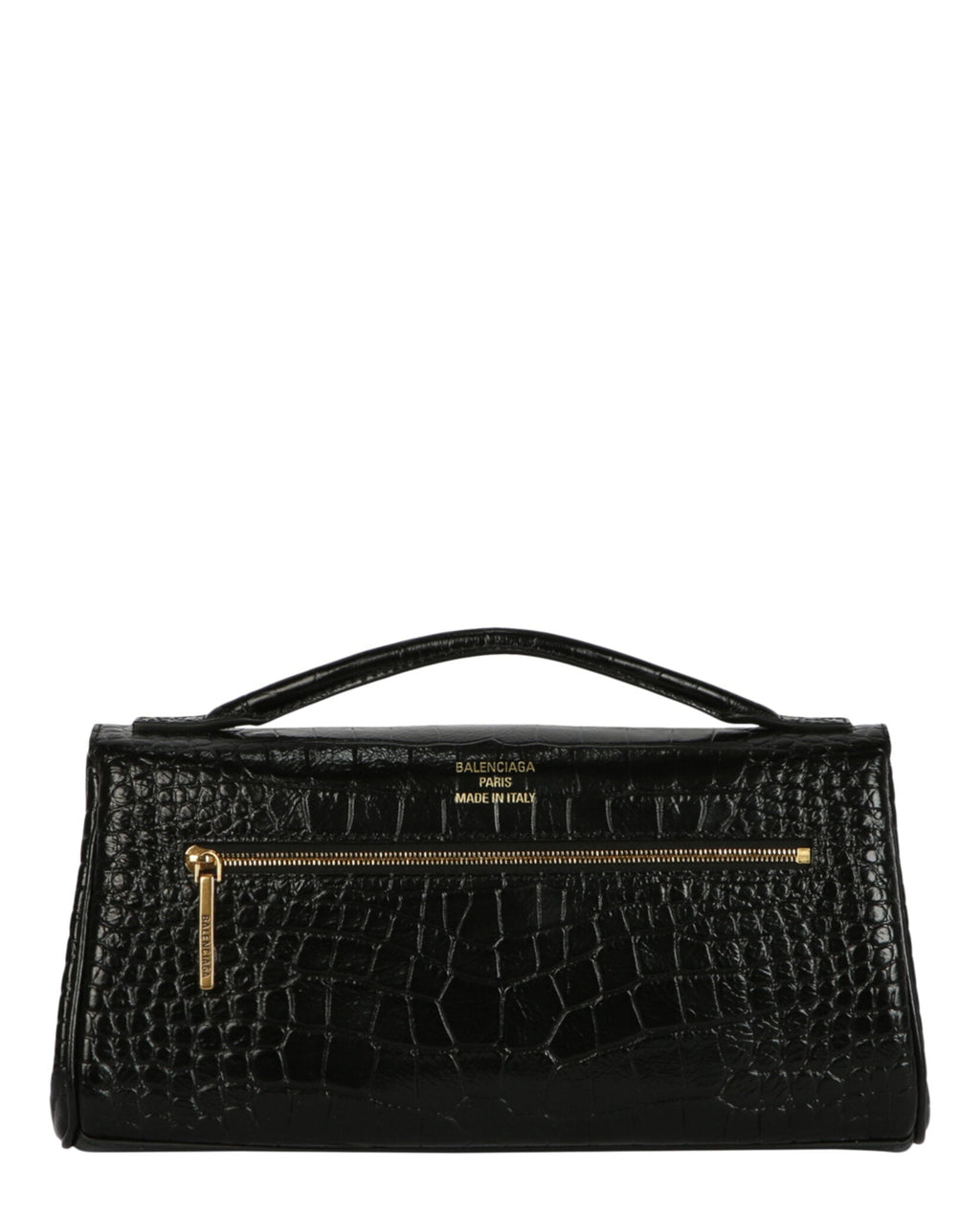 Balenciaga Womens Bel Air Small Croc-Embossed Leather Clutch Bag