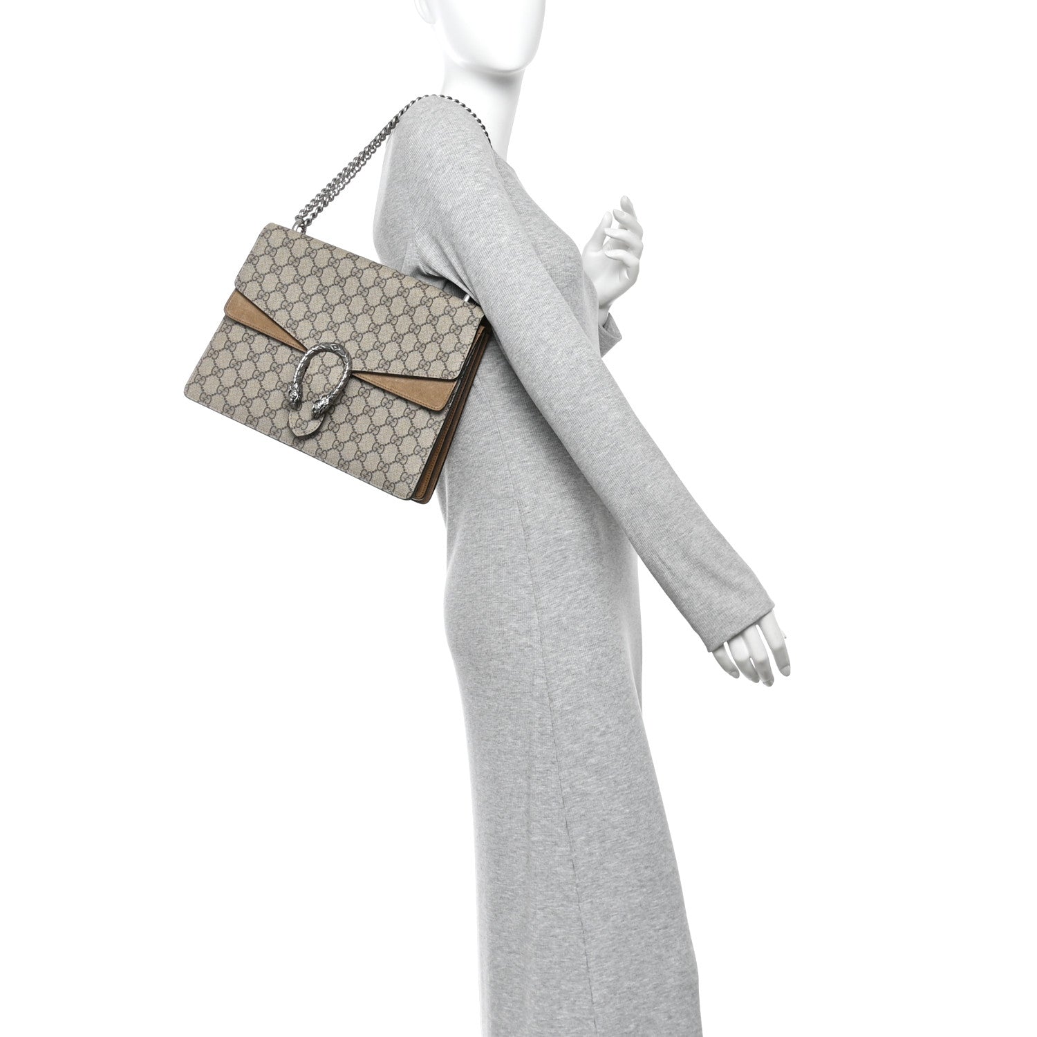 GG Supreme Monogram Medium Dionysus Shoulder Bag Taupe