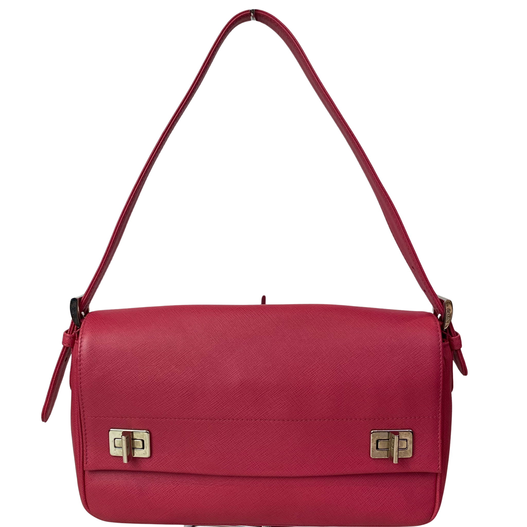 PRADA Pink Saffiano Leather Turnlock Shoulder Bag NWT