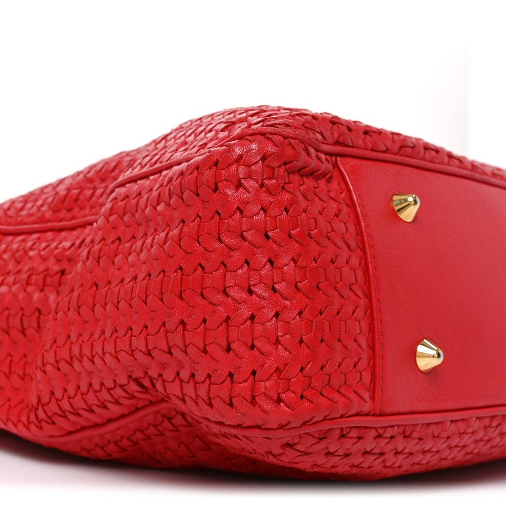 Lambskin Woven Large Dior Soft Tote Rouge Moyen