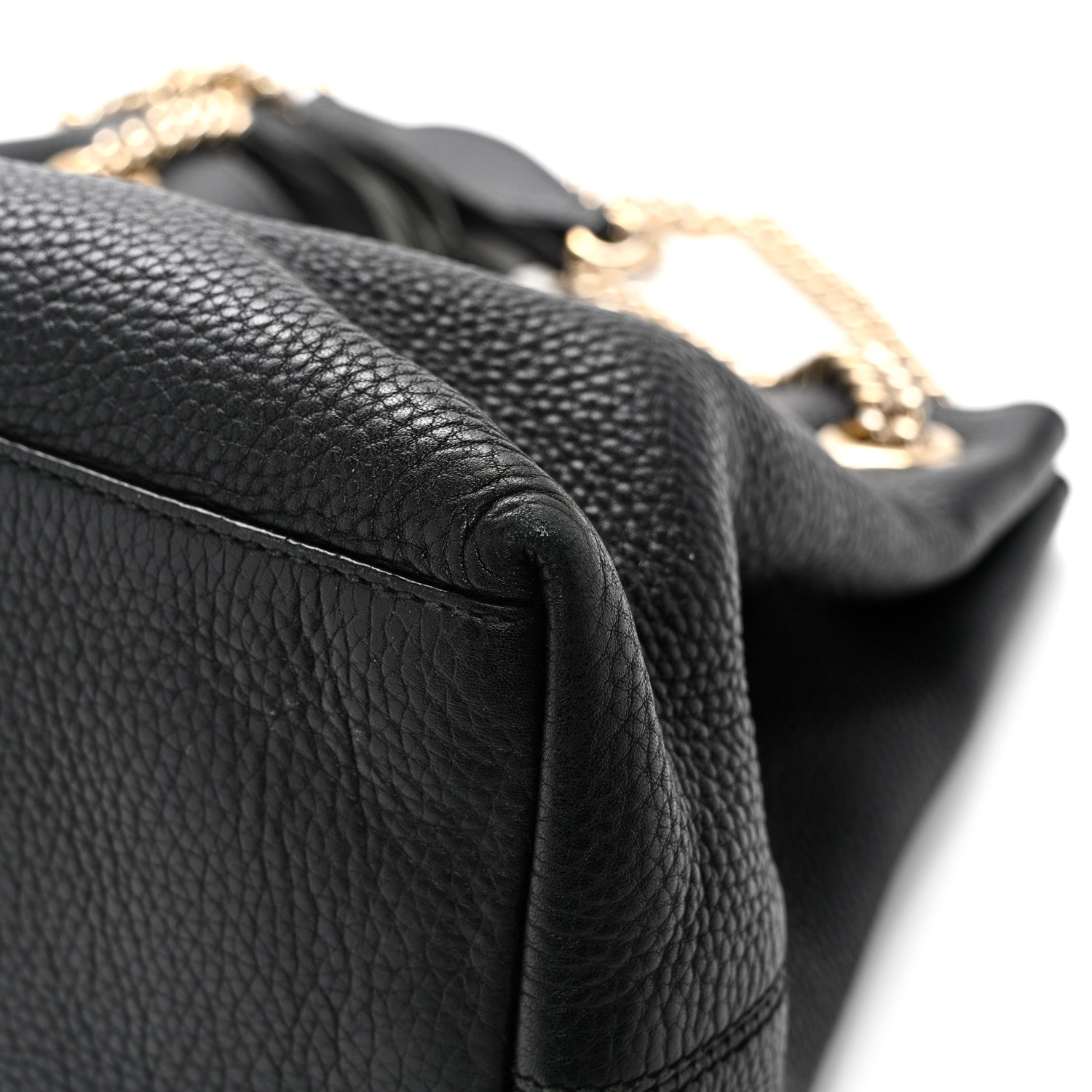 Pebbled Calfskin Medium Soho Chain Shoulder Bag Black