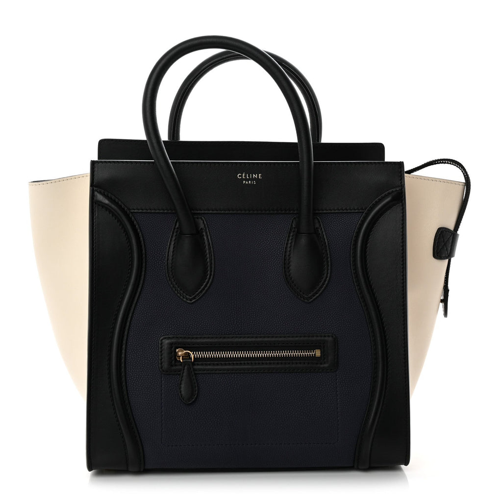 Velluto Calfskin Mini Tri-Color Luggage Navy