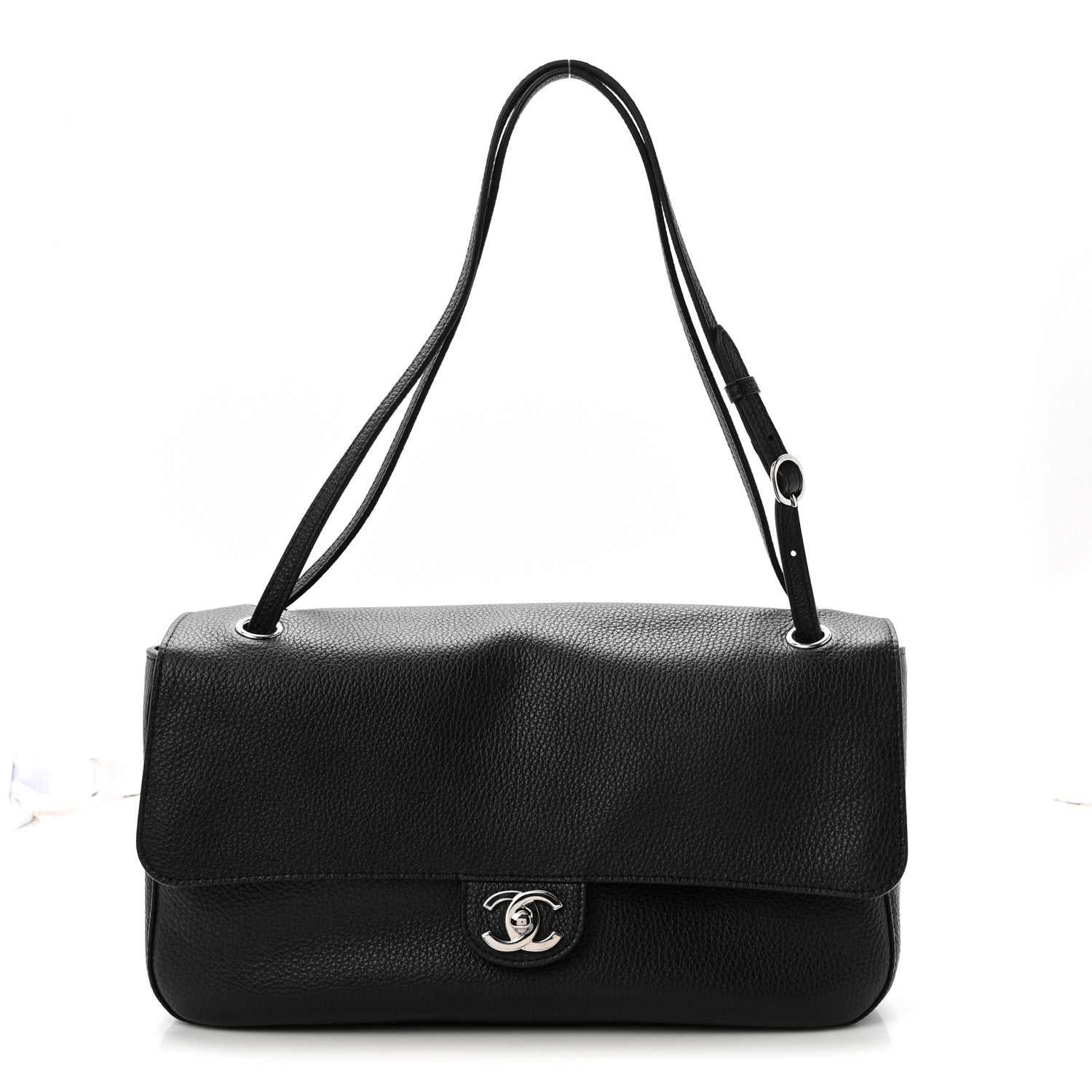 Grained Calfskin Small Souplissimo Maxi Flap Black
