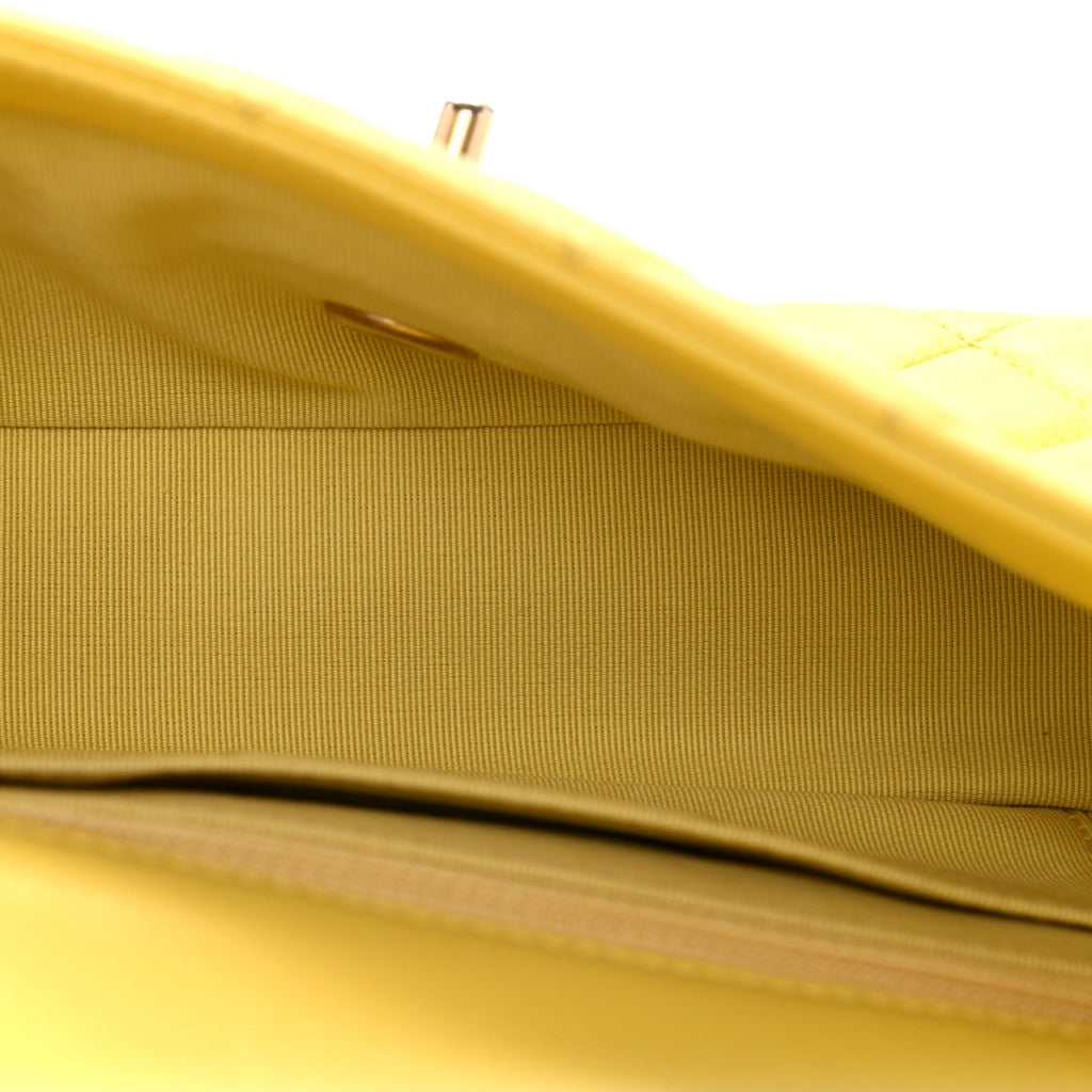 Lambskin Resin Quilted Mini Rectangular Pearl Samba Flap Yellow