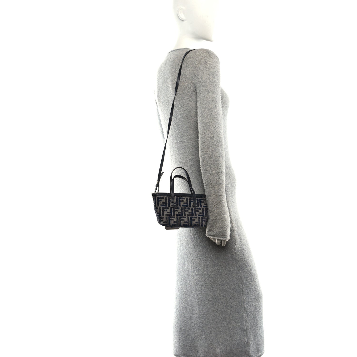 Chenille Vitello Santa Barbara FF Mini Roll Tote Navy