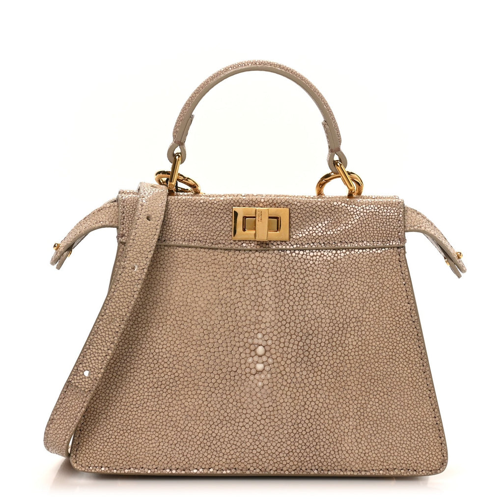 Stingray Shiny Nappa Petite Peekaboo I SEE U Satchel Tortora