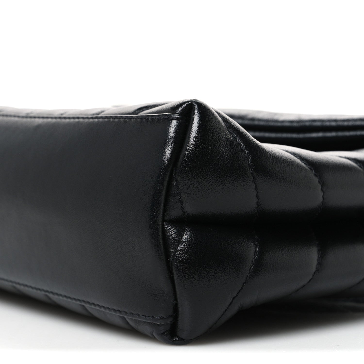 Calfskin Y Quilted Monogram Monochrome Small Loulou Chain Satchel Black