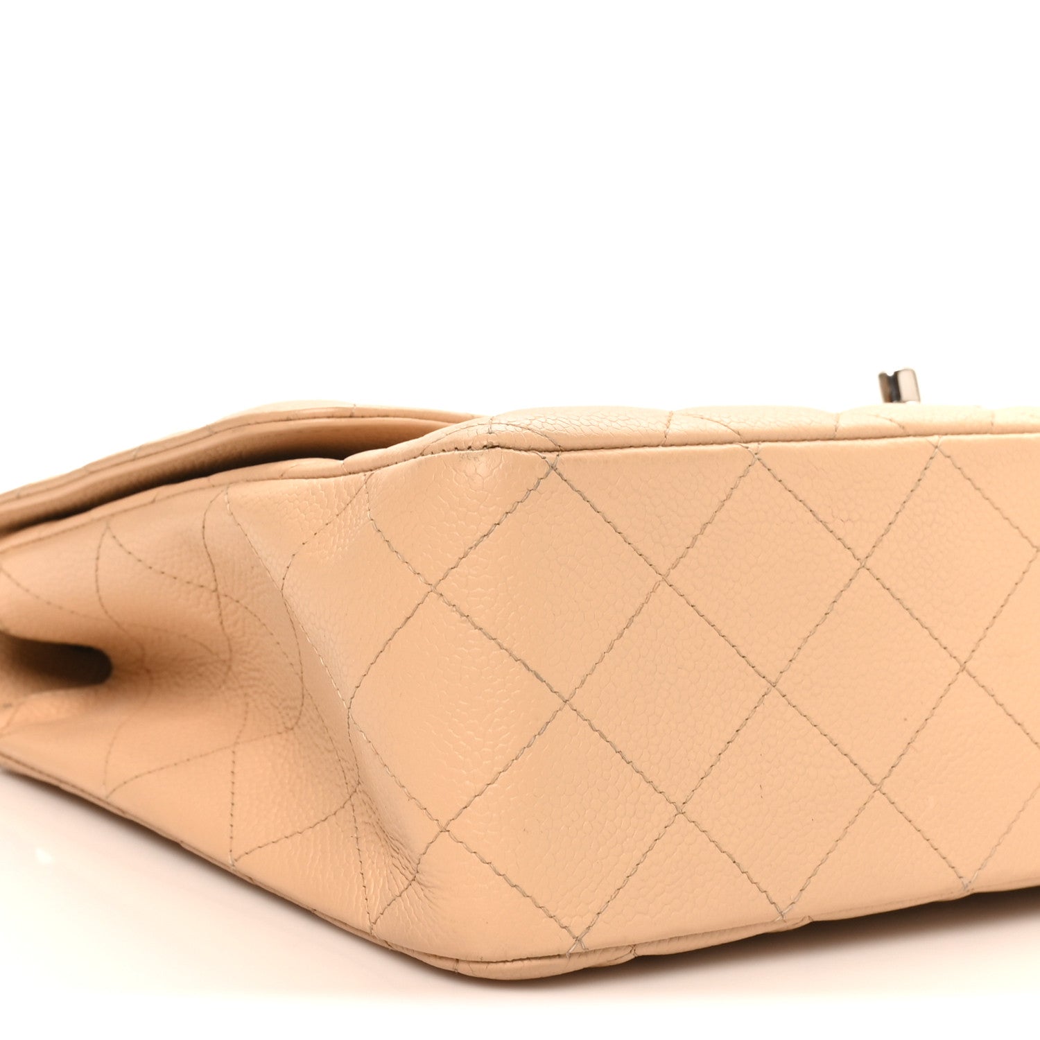 Caviar Quilted Jumbo Single Flap Beige Clair