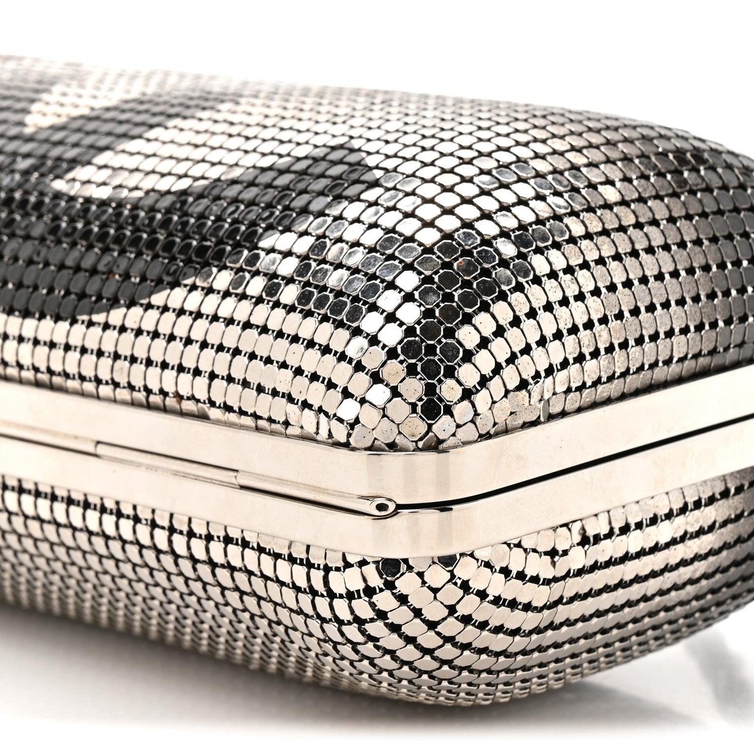 Metallic Lambskin Perforated Hollywood Clutch Silver