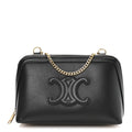Smooth Calfskin Cuir Triomphe Clutch on Chain Black