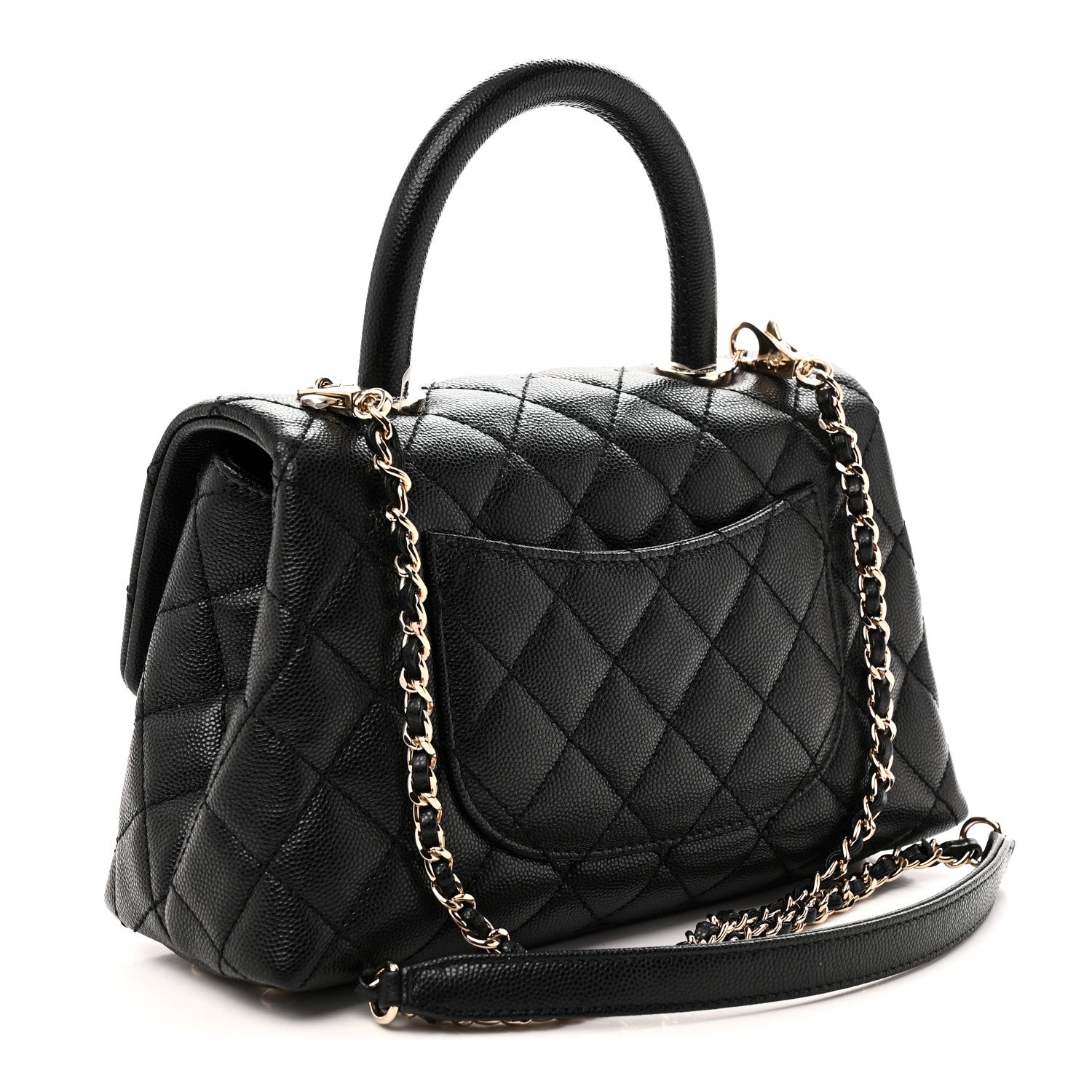 Caviar Quilted Mini Coco Handle Flap Black
