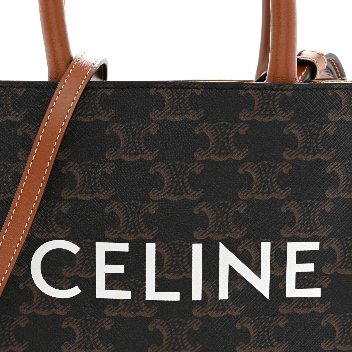 Triomphe Canvas Calfskin Mini Vertical Cabas Tan