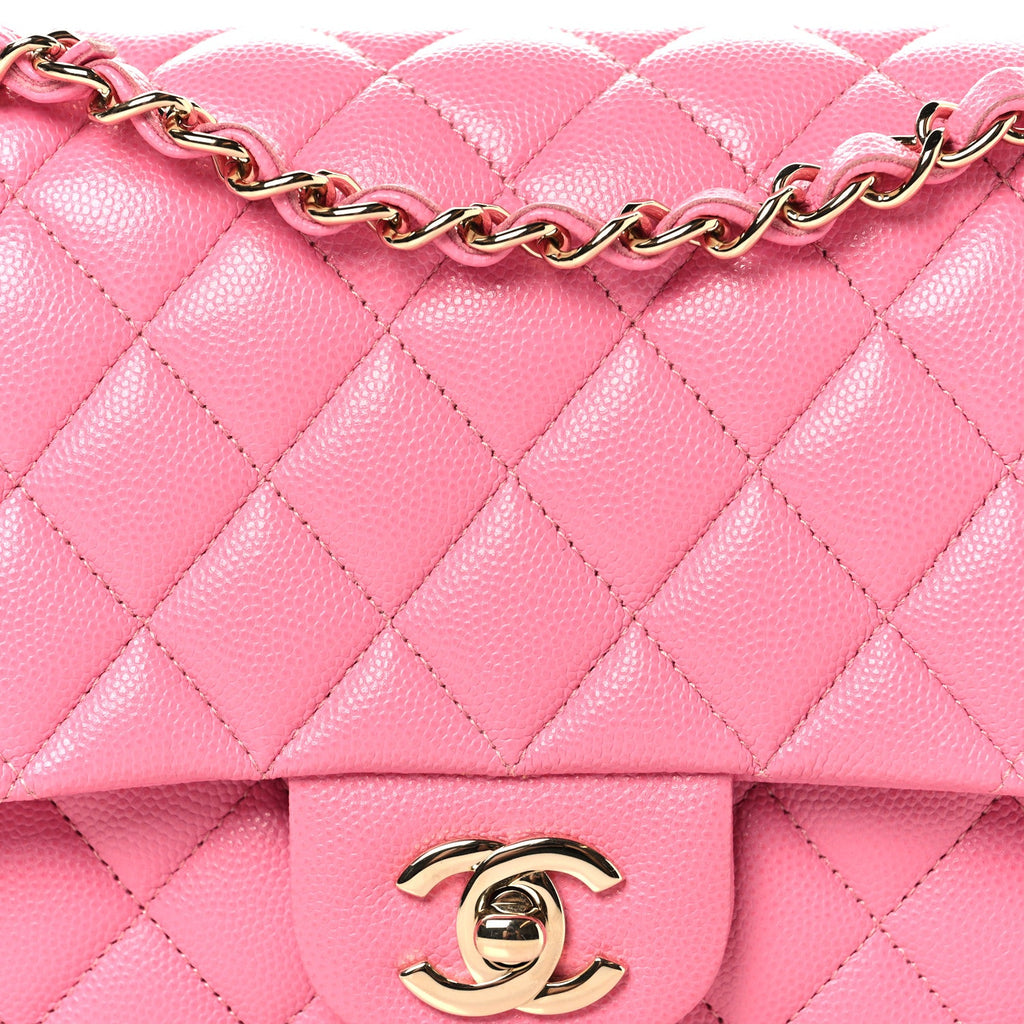 Caviar Quilted Medium Double Flap Pink